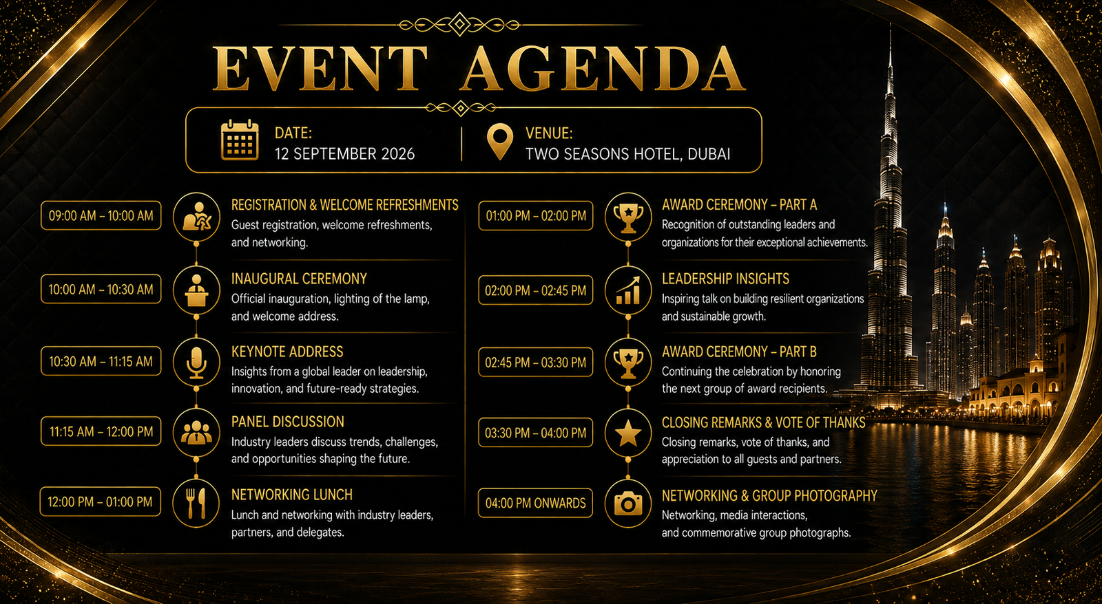 Event agenda